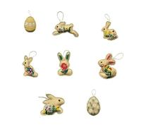 (Finished Product) Easter Bunny Egg Hand Embroidery Ornaments Kit, Embroidery Kit Keychain Pendant Embroidery Ornament Easter Embroidery Kits for Adults Beginners-Eight-Piece Set