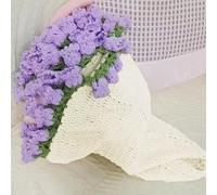 Finished Rose Bouquet Crochet Flower Blanket, Handmade Roses, Bellflower Throw, Soft Knitted Woven Blankets Gift for Mother's Day, Anniversary, Birthday(Purple Bells on white,Dia. 60cm)