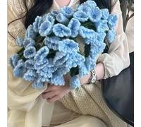 Finished Rose Bouquet Crochet Flower Blanket, Handmade Roses, Bellflower Throw, Soft Knitted Woven Blankets Gift for Mother's Day, Anniversary, Birthday(Blue Bells on white,Dia. 80cm)