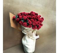 Finished Rose Bouquet Crochet Flower Blanket, Handmade Roses, Bellflower Throw, Soft Knitted Woven Blankets Gift for Mother's Day, Anniversary, Birthday(Red rose on white,Dia. 150cm)