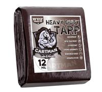 Finished Size 10' x 12' Extra Thick 12 Mil Heavy Duty Poly Tarp, Multipurpose Protective Cover, UV Resistant, Waterproof Poly Tarpaulin with Reinforced Edges