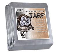 Finished Size 12' x 24' Extra Thick 16 Mil Ultra Heavy Duty Poly Tarp, Multipurpose Protective Cover, UV Resistant, Waterproof Poly Tarpaulin with Reinforced Edges