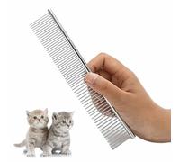 Finishing Comb - Stainless Steel Dog Combs for Goldendoodles, Labradoodles and Dogs with Medium and Long Hair, Metal Grooming Comb with Rounded Teeth for Detangling, 1.0 count