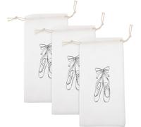 FINISPERSOO 3pcs Dance Shoe Bag Set for Ballet Learners White Lint Material with Drawstring Design Easy to Clean Ballet Shoe Carrying Bags for Storing and Transporting