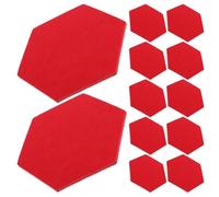 FINISPERSOO Wall Decorative Felt Bulletin Board Tiles 12Pcs Hexagon Acoustic Panels Self Adhesive Red Felt Tiles for Photo Notes Pin Board in Bedroom