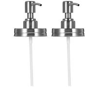 FINISPERSOO Wide Mouth Mason Jar Pump Lid 2Pcs Replacement with Rustproof Stainless Steel Press Pump Cap for Shampoo and Soap Dispenser Bathroom Use