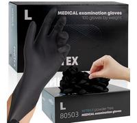 FINITEX - Black Nitrile Disposable Gloves, 5mil, Powder-free, Medical Exam Gloves Latex-Free 100 PCS For Cleaning Food (Large)