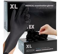 FINITEX - Black Nitrile Disposable Gloves, 5mil, Powder/Latex-Free, Medical Exam 100 PCS For Examination Home Cleaning Food Gloves (X-Large)