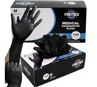 FINITEX Black Nitrile Disposable Medical Exam Gloves - Box of 100 PCS 6mil Gloves Powder-Free Latex-Free For Examination Home Cleaning Food Gloves (Medium)