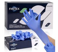 FINITEX - Ice Blue Nitrile Disposable Gloves, Exam Gloves, Chemo Tested, Powder-Free, Latex-Free, Box of 100 PCS (Large)