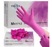 FINITEX Pink Nitrile Disposable Latex Free Gloves - 3.5mil 100PCS/Box 9inch Long Latex Free Gloves Guantes de Nitrilo Cleaning Medical Exam Food Cooking Gloves (100, Medium)