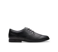 Finja Brogue Youth Black Leather Brogues Clarks Black 8.5-Extra Wide Fit