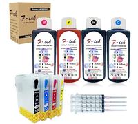 FINK T1285 Rechargeable Ink and 4x100ml Ink bottle Compatible With Stylus S22 SX125 SX130 SX235W SX420W SX440W SX430W SX425W SX435W SX438 SX445W BX305F SX230 Printer