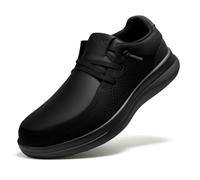 FINKOKO Work Shoes Water Resistant Walking Sneakers Zapatos Trabajo Waterproof for Food Service Chef Kitchen, Fk02 | Black, Wide