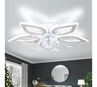 Finktonglan Modern Ceiling Fans with Lights, 55 cm Dimmable LED Flush Mount Ceiling Fan with Light and Remote 6 Speeds Bedroom Fan Light Quiet Ceiling Fan Light for Living Room, White