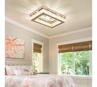 Finktonglan Rectangular Crystal LED Ceiling Light 18W Remote and App