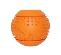 FINLALO Dog Treat Ball, Treat Dispensing Dog Toys, Adopted Food Leakage Design Multi-Play Dog Ball Toys, Dog Enrichment Toys for Teeth/Slow Feeder/IQ Training/Playing (Orange)