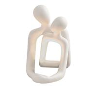 FINLALO Modern Home Decor Lover Statues, Affectionate Couple Sculpture, Abstract Figure Statue, Candle Holder Romantic Ornament Figurine for Home, Bedroom, Livingroom, Office Decor (White)