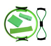 FINLALO Pilates Circle Ring, Pilates Essentials Kit for Women, Pilates at Home Equipment Five-Piece Suit for Legs Arms and Thighs Weight Loss, Pilates Ring Set for Women (Green)