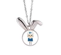 finland country eu lake flag uu Rabbit Necklace Pendant Bunny Animal Jewelry Gift