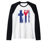 Finland Cuba Half Flag Finnish Cuban Heritage Raglan Baseball Tee