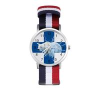 Finland Flag and Polar Bear Men Nylon Strap Watch Fashion Wristwatch | Casual Watch,Analog Quartz Watches,Wrist Watch for Party Sport Business