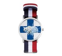 Finland Flag and Polar Bear Mens Nylon Strap Watch No Scale Watch | Analog Quartz Watches,Casual Fashion Wristwatch,Wrist Watch for Party Sport Business