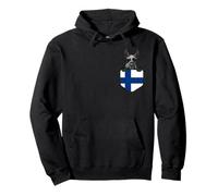 Finland Flag Giant Schnauzer Dog In Pocket Pullover Hoodie