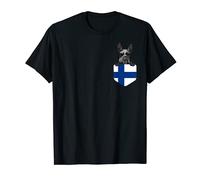 Finland Flag Giant Schnauzer Dog In Pocket T-Shirt