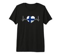 Finland Flag Heartbeat Scandinavia Vacation Premium T-Shirt