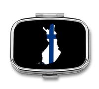 Finland Flag Map Travel Pill Organizer 2 Compartments Pill Case Pill Box Containers for Purse Pocket