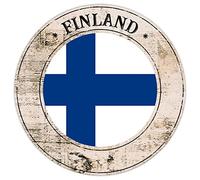 Finland Flag Metal Signs Finland Country Souvenir Gift Retro Vintage Tin Metal Sign National Flag Round Welcome Sign Quality Metal Sign for Front Porch Laundry Room 9x9in Housewarming Gift