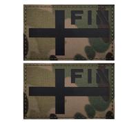 Finland Flag Patch, Infrared Reflective Nylon Fabric IR Night Identification Military Tactical Morale Patches, for Tactical Vests and Helmets Pack of 2 - Camouflage