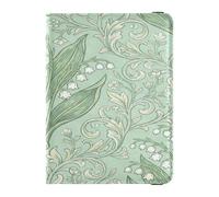 Finland Lily Of The Valley William Morris Pattern Leather cute passport holder for travel Travel Documents Organizer Protector Card Holder Passport Case for women Lightweight