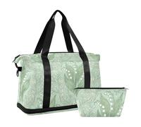 Finland Lily Of The Valley William Morris Pattern Travel Duffel Bag with Wet Pocket Adjustable Strap Gym Bag for Trekking Waterproof for men women