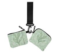 Finland Lily of The Valley William Morris Pattern Women Credit Card Case Coin Purse Slim Portable Change Purse Wallet with Zipper Pocket for Woman 2 Pcs