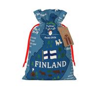 Finland Map With Various Feat Gift Bag with Handles and tag, Holiday Decoration, for Christmas, Birthday, Wedding - (S)