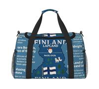 Finland Map with Various Feat Print Ample Space Travel Duffle Bag Carry On Tote 19.7x13x10.2 in Stylish Tote for Gym
