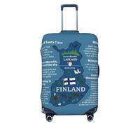 Finland Map with Various Feat Print Elastic Washable Baggage Protector Universal Suitcase Cover Travel Luggage Cover