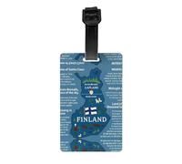 Finland Map with Various Feat Print Premium PVC Luggage Tag Reliable Suitcase ID Holder Hassle-Free Travel Essential Accessory Gift