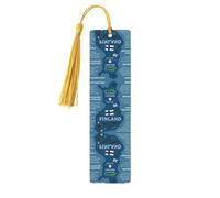 Finland Map with Various Feat Print Reading Page Markers, 5pcs Wooden Bookmarks with Tassels,Teachers Reading Book Lovers Gifts