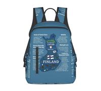 Finland Map With Various Feat Print Weekender Travel Backpack Casual Daypack Waterproof For Shopping And Daily Use
