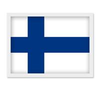 Finland National Flag Vexillology World Flags Country Region Poster Artwork Framed Wall Art Print A4 Artery8 White One Size