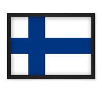 Finland National Flag Vexillology World Flags Country Region Poster Artwork Framed Wall Art Print A4 Artery8 Black One Size