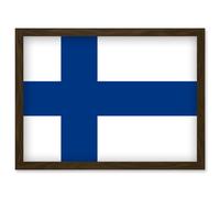Finland National Flag Vexillology World Flags Country Region Poster Artwork Framed Wall Art Print A4 Artery8 Brown One Size
