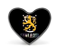 Finland Northern Lights Badge Pin Brooch Heart Shape Button Aluminum Decor for Backpacks Hats