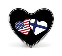 Finland U.S. Flag Heart Finnish Americans Love Funny Lapel Pins Heart Button Brooch Badge Pin Hat Clothes Bag Jewelry for Men Women