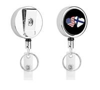Finland U.S. Flag Heart Finnish Americans Love Funny Retractable ID Badge Holder Reel with Clip Key Ring for Nurse Name Card Keychain
