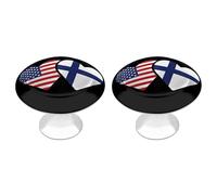 Finland U.S. Flag Heart Finnish Americans Love Funny Round Cabinet Knobs Stainless Steel Drawer Pulls Door Handles Decoration
