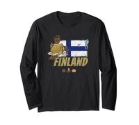 Finland Vintage Design Souvenir with Elk and Tent Long Sleeve T-Shirt